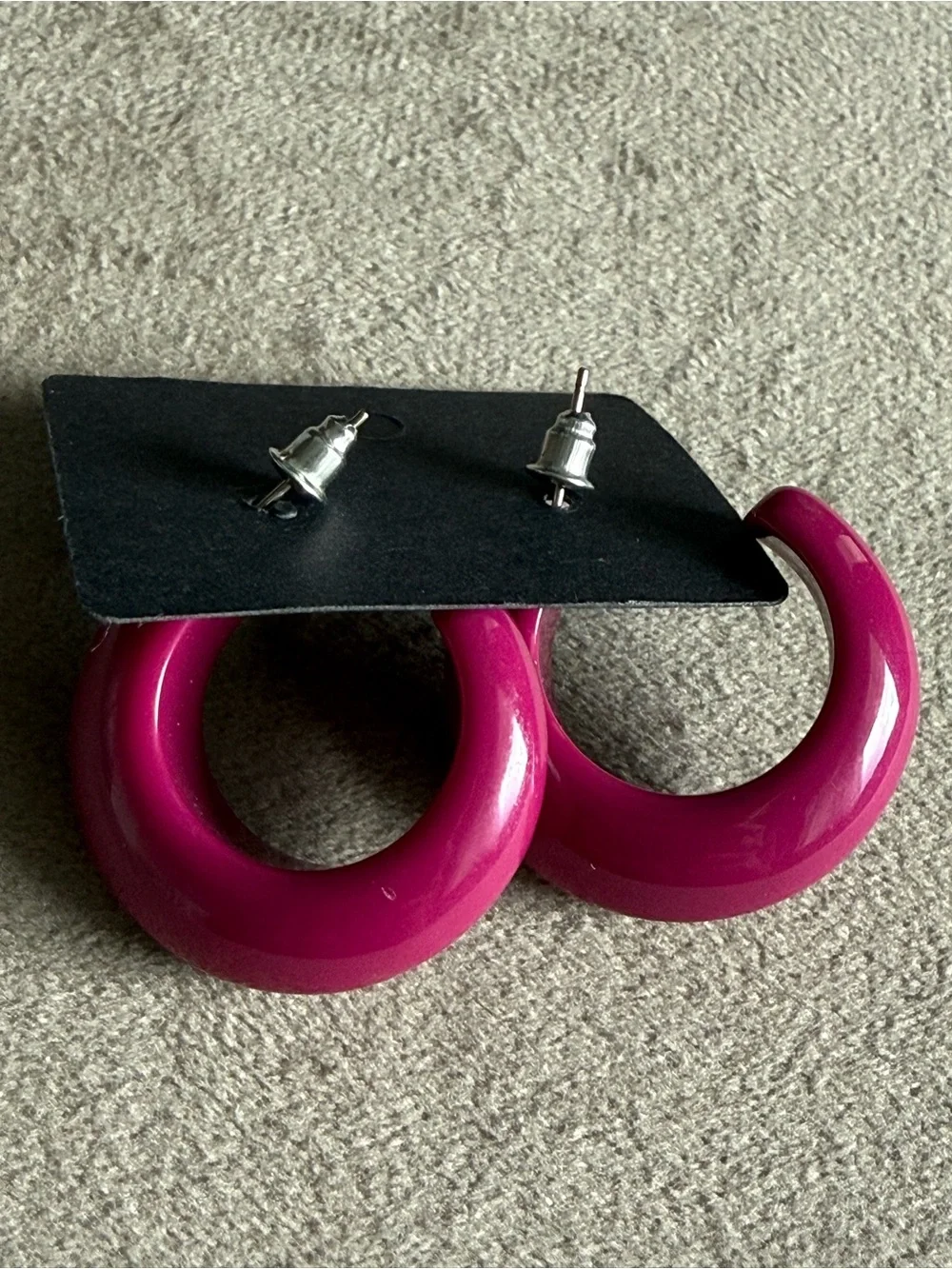 Bold Fuchsia Resin Hoop Earrings - Women Jewelry
